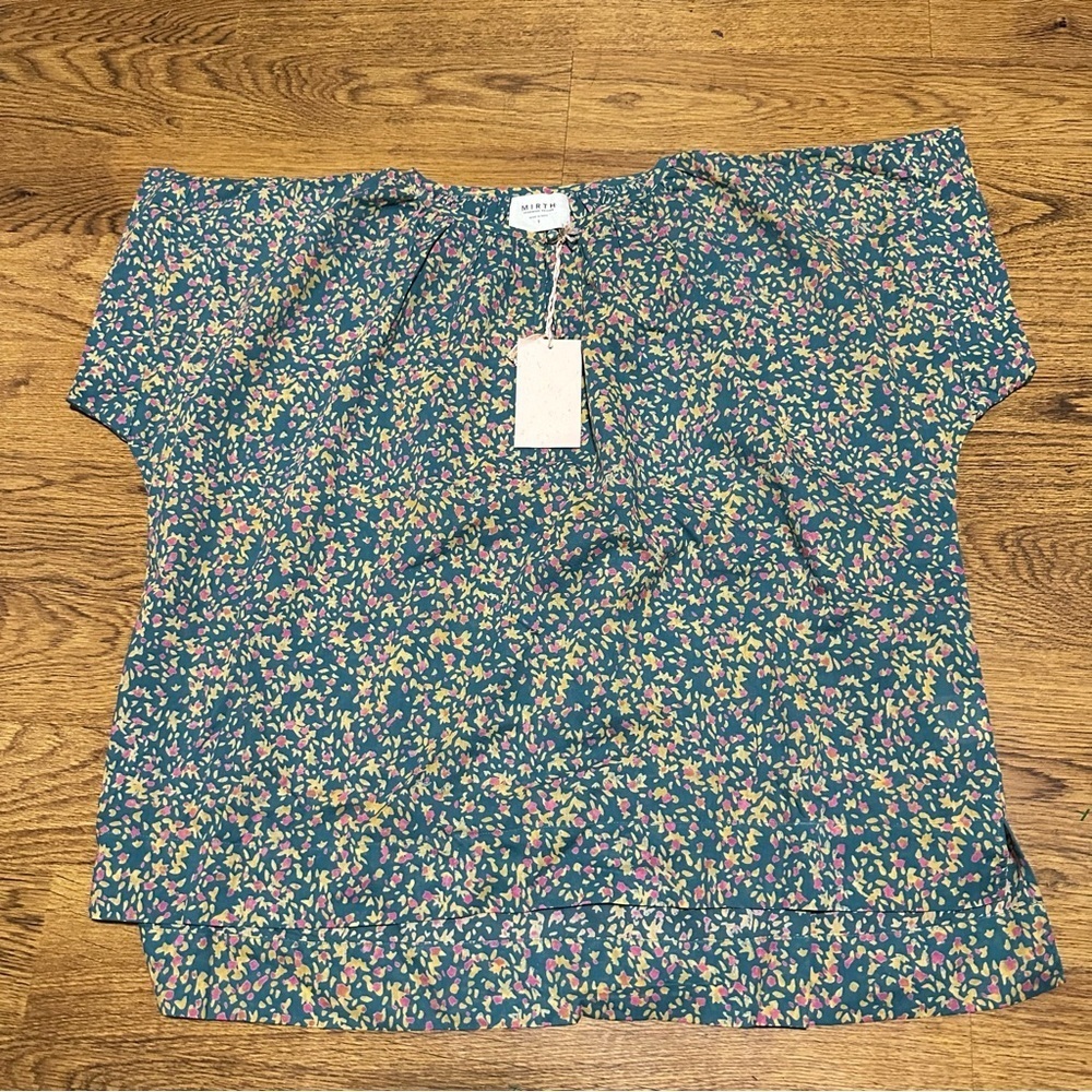 Mirth multicolor pajama top shirt light weight cotton size small short sleeve